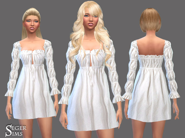 The Sims Resource White Cotton Dress By Segersims • Sims 4 Downloads