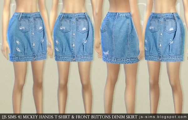 JS Sims 4: Mickey Hands T-shirt & Front Buttons Denim Skirt • Sims ...
