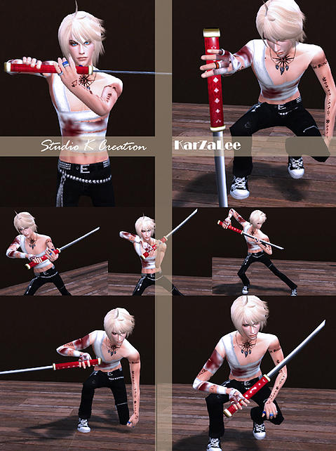 Studio K Creation: Katana sword poses set • Sims 4 Downloads