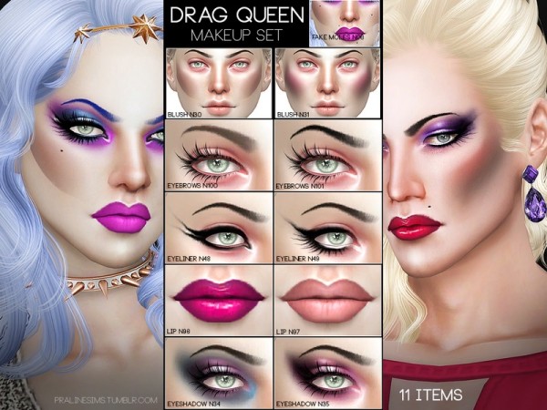 The Sims Resource Drag Queen Makeup Set By Pralinesims • Sims 4 Downloads