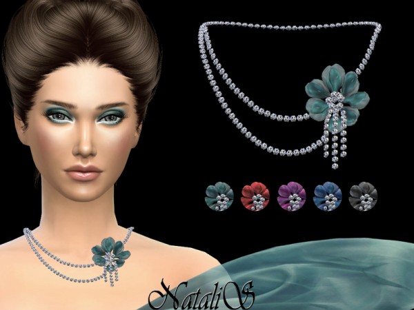 The Sims Resource Organza Flower Necklace By Natalis • Sims 4 Downloads