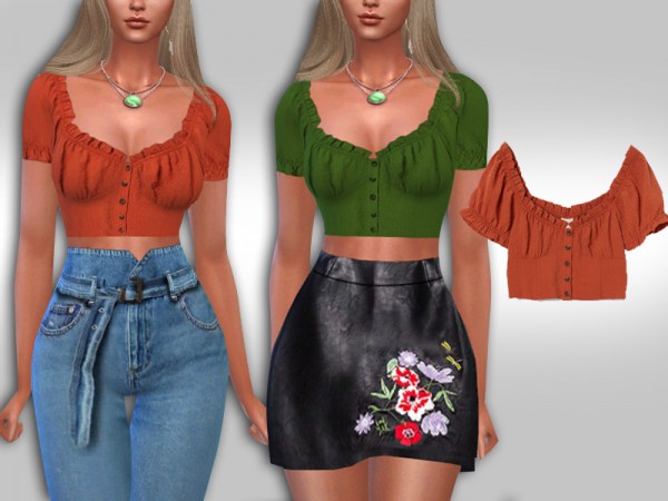 The Sims Resource Mini Casual Trendy Button Tops By Saliwa • Sims 4