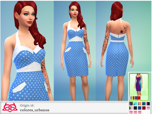 The Sims Resource: Set pin up polka dot pencil dress by Colores Urbanos