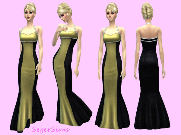 The Sims Resource: Golden and Black Glitter Dress by Seger Sims