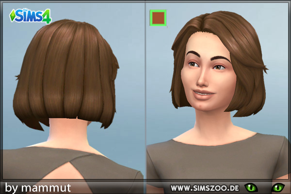  Blackys Sims 4 Zoo: Wavy Swept Soft Brown hair by Mammut