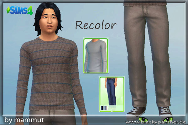  Blackys Sims 4 Zoo: Brown blouse and pants