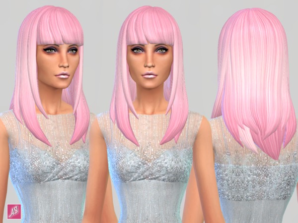  The Sims Resource: Pretty In Pink   Long Straight Bangs by Alexandra Sine