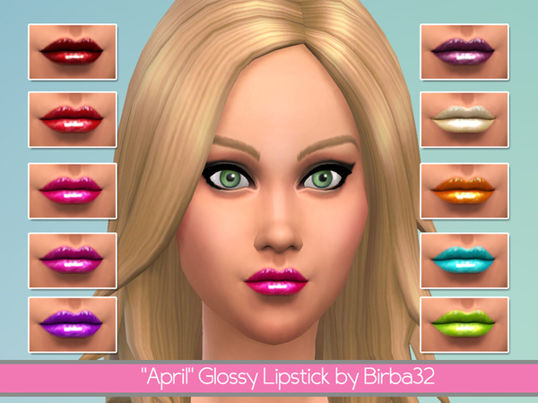  The Sims Resource: April glossy lipstic by Birba 32