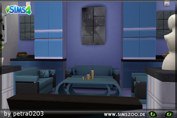  Blackys Sims 4 Zoo: Modern Blue livingroom by Petra0203
