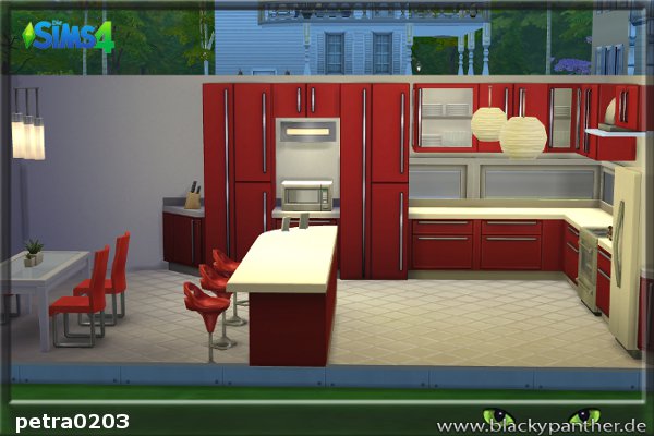  Blackys Sims 4 Zoo: Modern red kitchen by petra0203