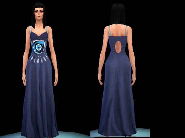  The Sims Resource: Maxidress blue by Simoertchen