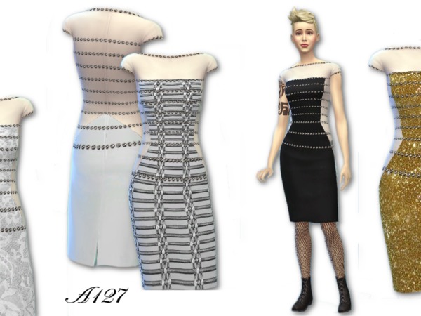  The Sims Resource: Metallic Dress by Altea127
