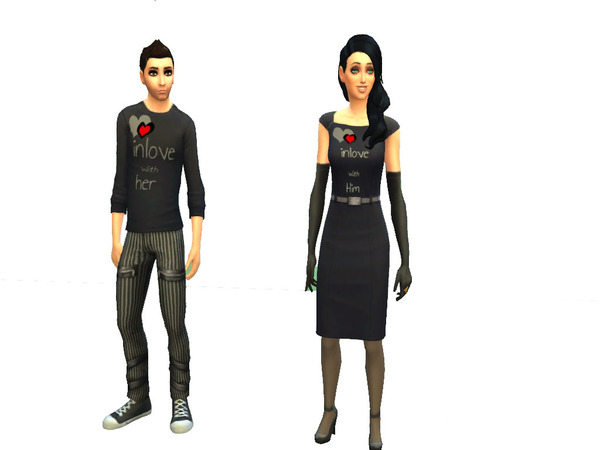  The Sims Resource: Couple Shirt & Dress by CuppySyrup