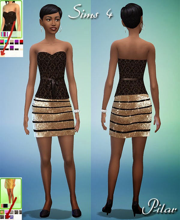  SimControl: Gold and velvet skirt and tank