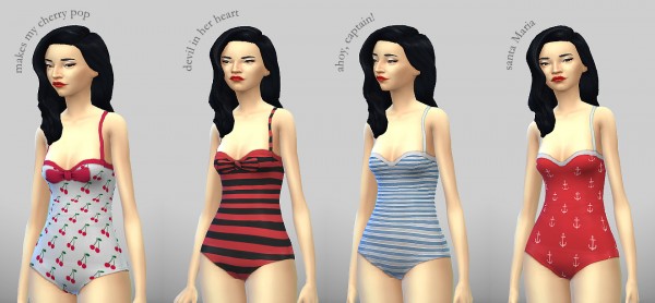  Mod The Sims: Pin me up! A set of retro tops by Kedlu
