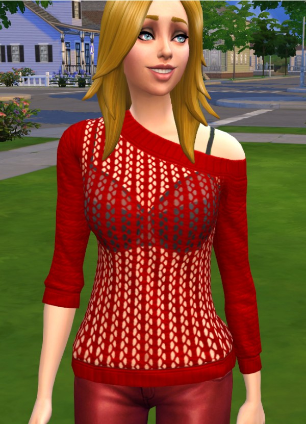  Mod The Sims: Large Knit Off Shoulder Jumper by FifthAce2007