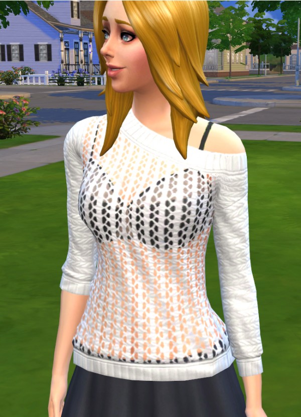  Mod The Sims: Large Knit Off Shoulder Jumper by FifthAce2007