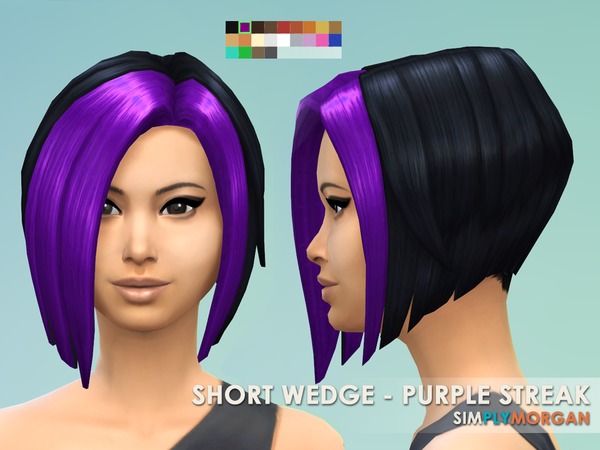  The Sims Resource: 3 Purple Hair Non Default Recolors by Simply Morgan