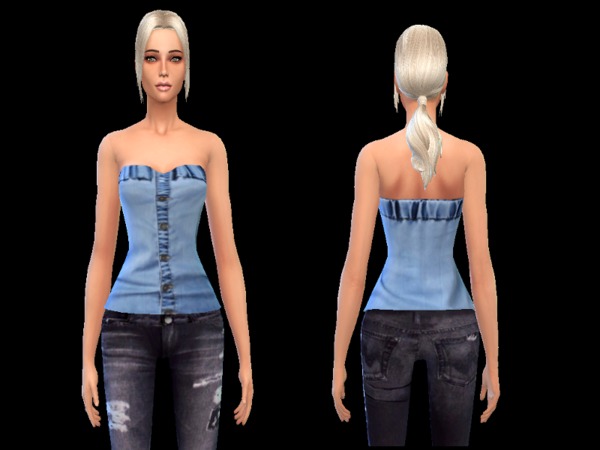  The Sims Resource: Sommer outfit denim light blue by Simoertchen
