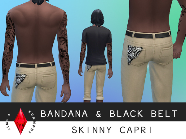  The Sims Resource: Mens Bandana Capri Pants by SIms4Krampus