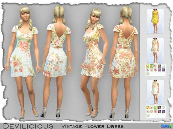  The Sims Resource: Vintage Flower Dresses