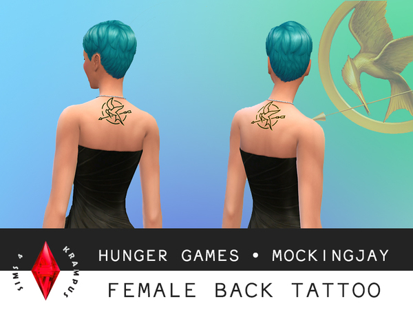  The Sims Resource: Hunger Games Mockingjay Back Tattoo by SIms4Krampus