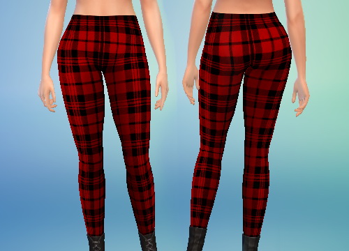  Pure Sims: Red and white Plaid Leggings