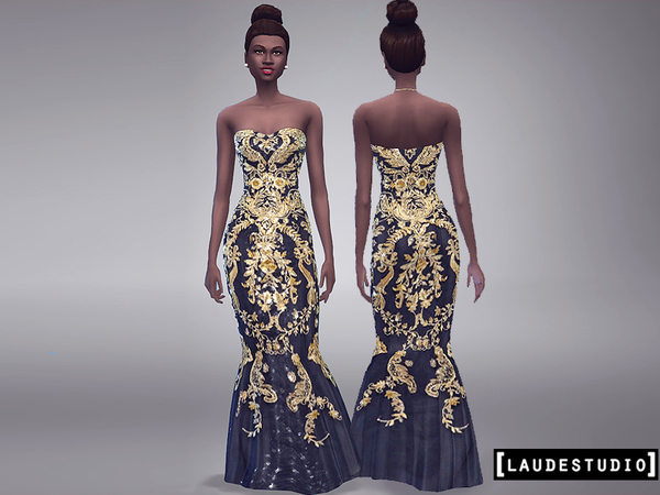  The Sims Resource: Long Dress Barroco by Laude Studio