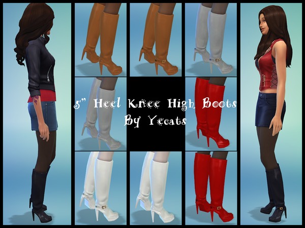  The Sims Resource: Five Inch Heel Knee High Boots by Yecats
