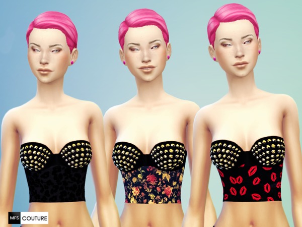  The Sims Resource: Studded Crop Tops by MissFortune