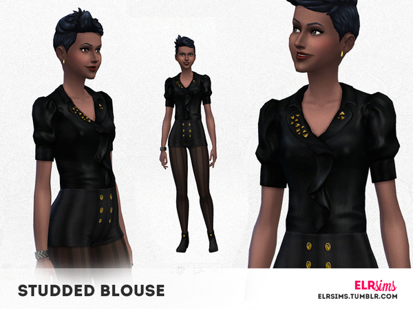  The Sims Resource: Studded Black Blouse by ELR Sims