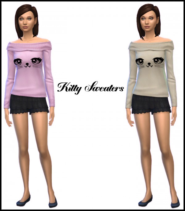  Simista: Kitty Sweaters In Pink And Cream