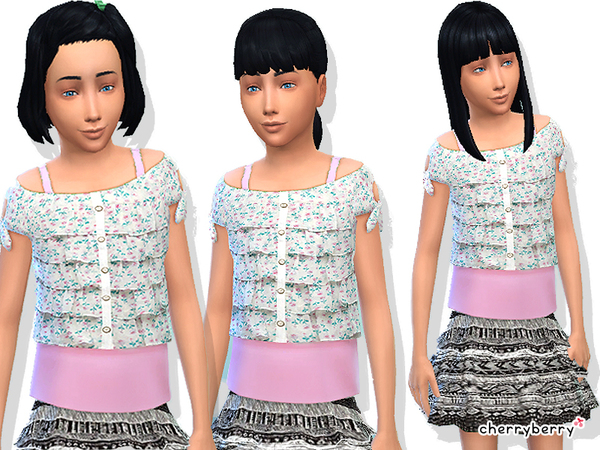  The Sims Resource: Ruffle clothing set for girls by CherryBerrySims