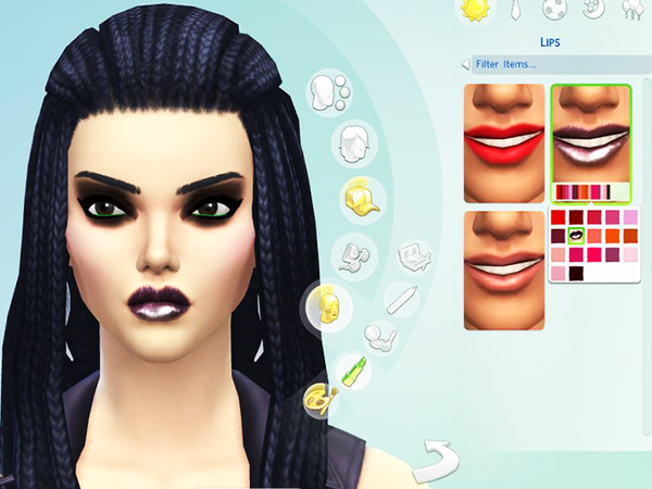  The Sims Resource: Metallic Goth  Dark Purple Lipstick by Pinkzombiecupcake