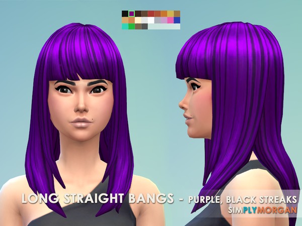  The Sims Resource: 3 Purple Hair Non Default Recolors by Simply Morgan
