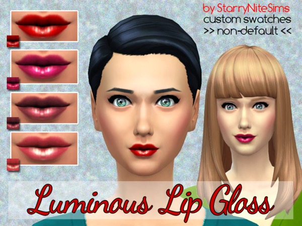  The Sims Resource: Luminous Lip Gloss in Four Shades by StarryNiteSims