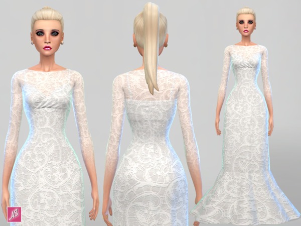 The Sims Resource: Lace Detail Gown by ALexandra Sine