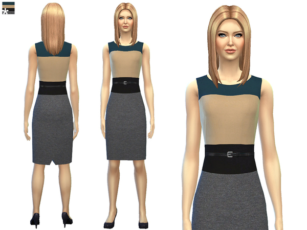 The Sims Resource: Color Block Pencil Dress by Sim Details