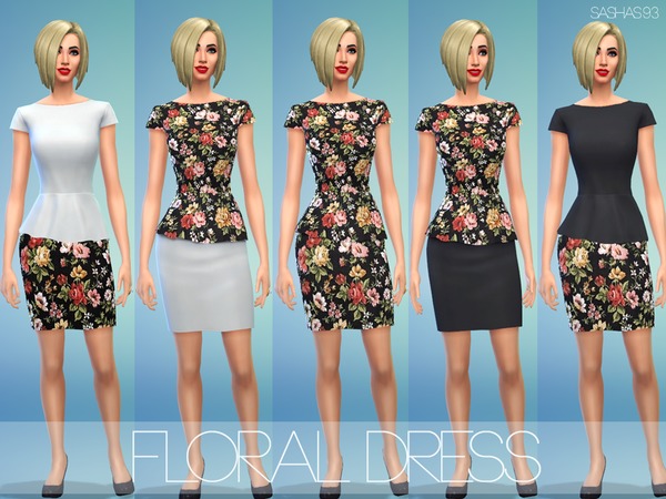  The Sims Resource: Floral dress by sashas93
