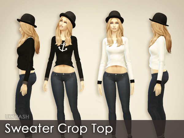  The Sims Resource: Sweater Crop Top by UKTRASH