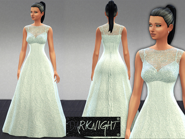  The Sims Resource: Embellished Blue White Dress by DarkNighTt
