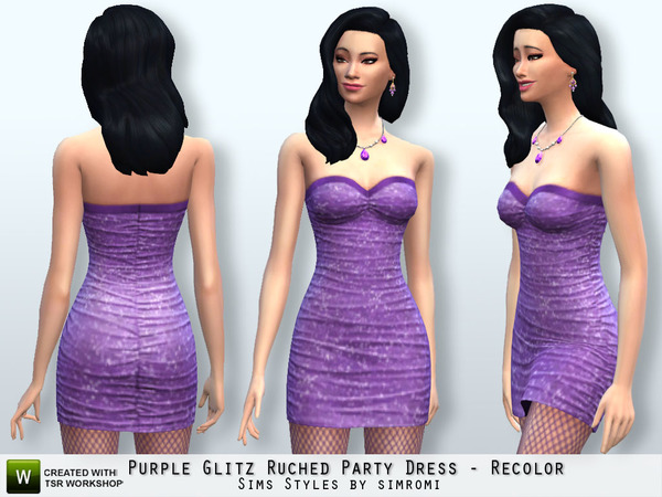  The Sims Resource: Glitz Ruched Party Dress Set by Simromi