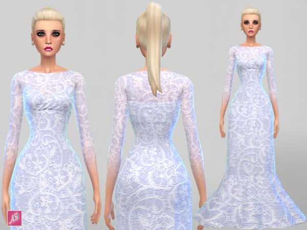  The Sims Resource: Lace Detail Gown by ALexandra Sine