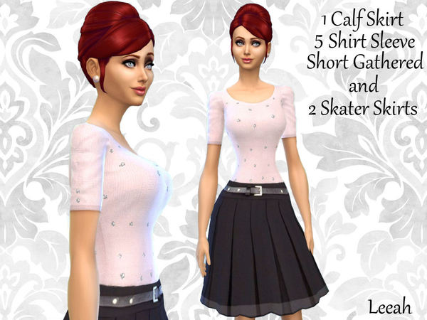  The Sims Resource: Skirts and Shirts Sleeve Short Gathered by Leeah