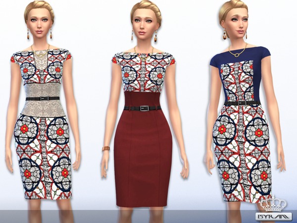  The Sims Resource: Stained glass print Dress by EsyraM
