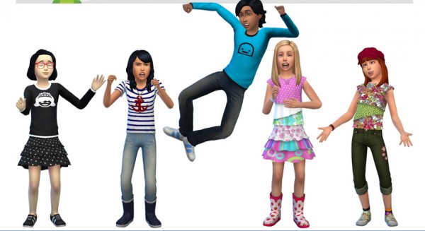  Around The Sims 4: Cropped, Skirts, Tanks , Caps for kids