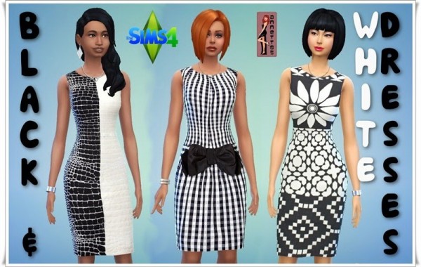  Annett`s Sims 4 Welt: Black & White Dresses