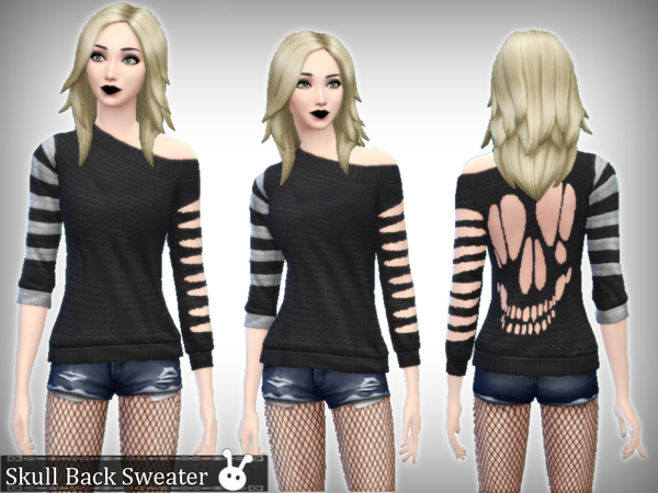  The Sims Resource: Skull Back Sweater by XxNikkibooxX