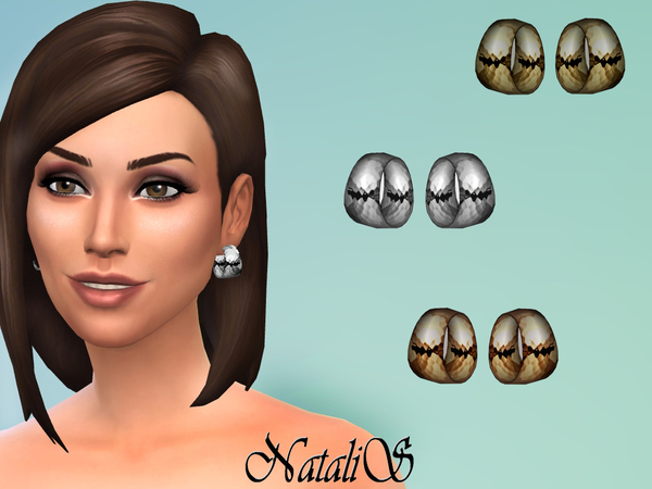  The Sims Resource: Hammered wide hoop earrings by NataliS