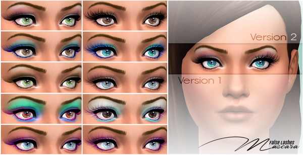  Mod The Sims: False Lashes   5 Colors Mascara by Shady